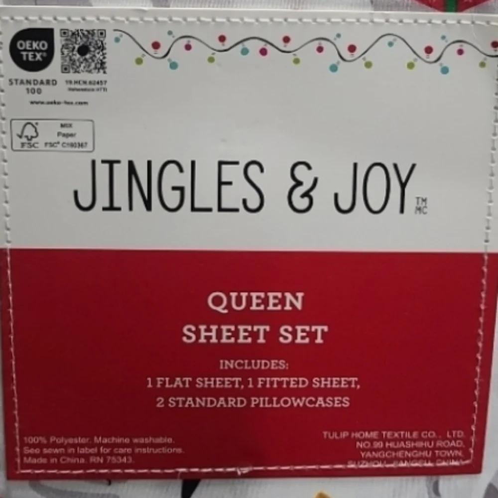 4pc Christmas Cats Caroling Hollyberry Queen Size Bed Sheet Set Decor New